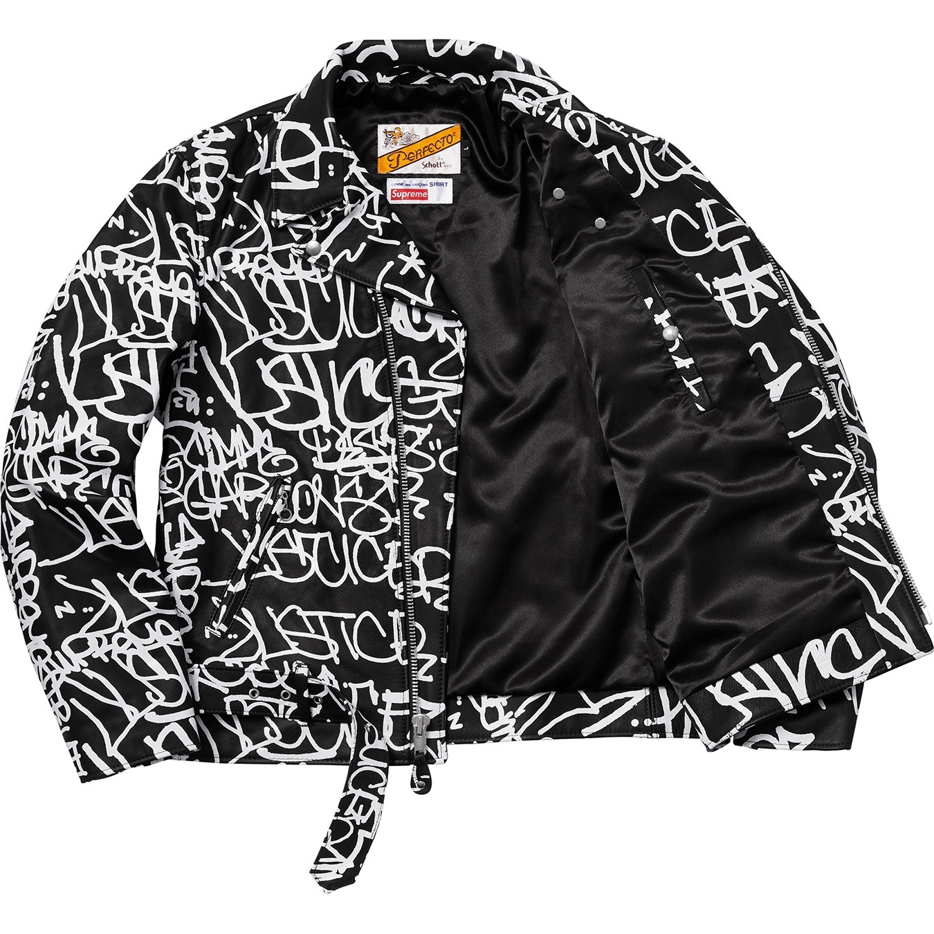 Supreme®/Comme des Garçons SHIRT® Schott® Painted Perfecto Leather Jacket view 3